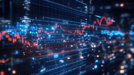 Abstract Digital Data Visualization Showing Financial Charts