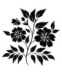 Decorative flower silhouette vector illustrations