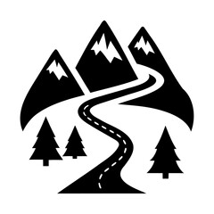 Trail in the mountains with footpath vector icon design