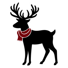 Vector illustration. Silhouette on a white background. Deer in a scarf.