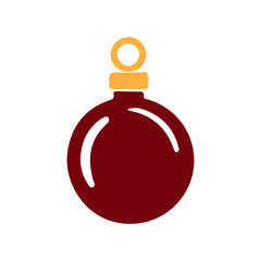 Vector illustration. Silhouette on white background. Christmas tree decoration