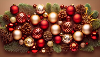 Red and Gold Christmas Ornament Display