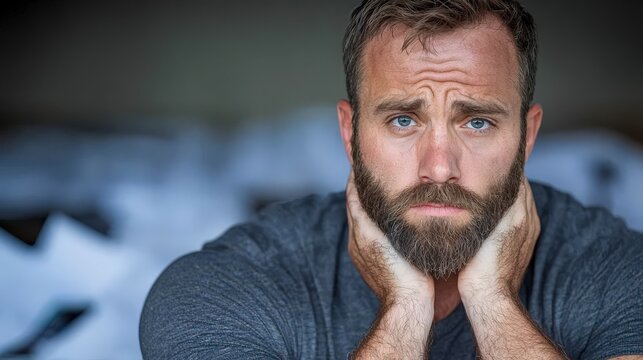 Stressed Man  Overwhelmed  Worried  Depressed  Anxious  Sad  Troubled  Tense  Tired  Burno