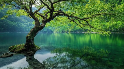 Obraz premium tree on the lake
