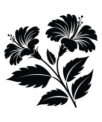 Decorative flower silhouette vector illustrations