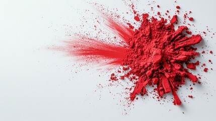 "A streak of bright red pigment powder spread unevenly, symbolizing passion, creativity, and bold artistic expression. High Quality