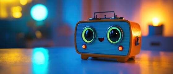 Fototapeta premium colorful retro radio with cute design