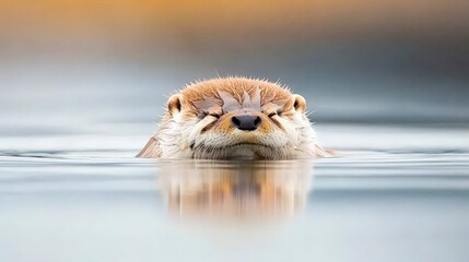Obraz premium Serene Otter in Water Wildlife Nature Animal Photography