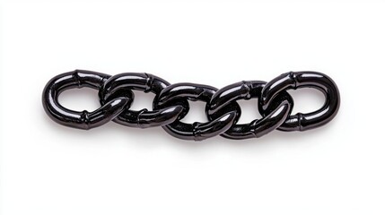Naklejka premium A photostock of a black metallic chain coiled loosely on a clean white background, perfect for strength and industrial themes. High Quality