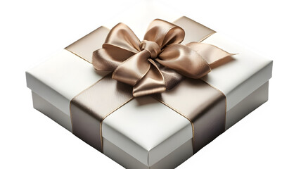 A white gift box with a tan ribbon and bow.png,cutout

