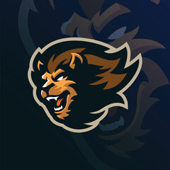 Lion mascot logo design vector with modern illustration concept style for badge, emblem and t shirt printing. Lion head illustration.