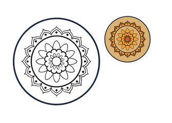 A detailed plate-design mandala coloring page featuring intricate geometric patterns, floral motifs, and symmetrical designs perfect for relaxation and creative expression.