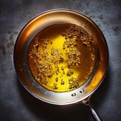cooking oil bubbling in a frying pan