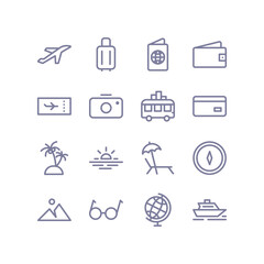 Minimalist Line Travel Icon Set