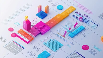 A vibrant infographic showing strategic milestones, success goals, and a clear action plan, on a clean background