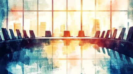 Warm Light Corporate Meeting Room Illustration