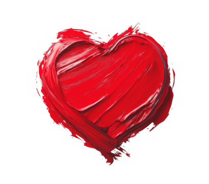 Red Heart Painted with Brushstrokes