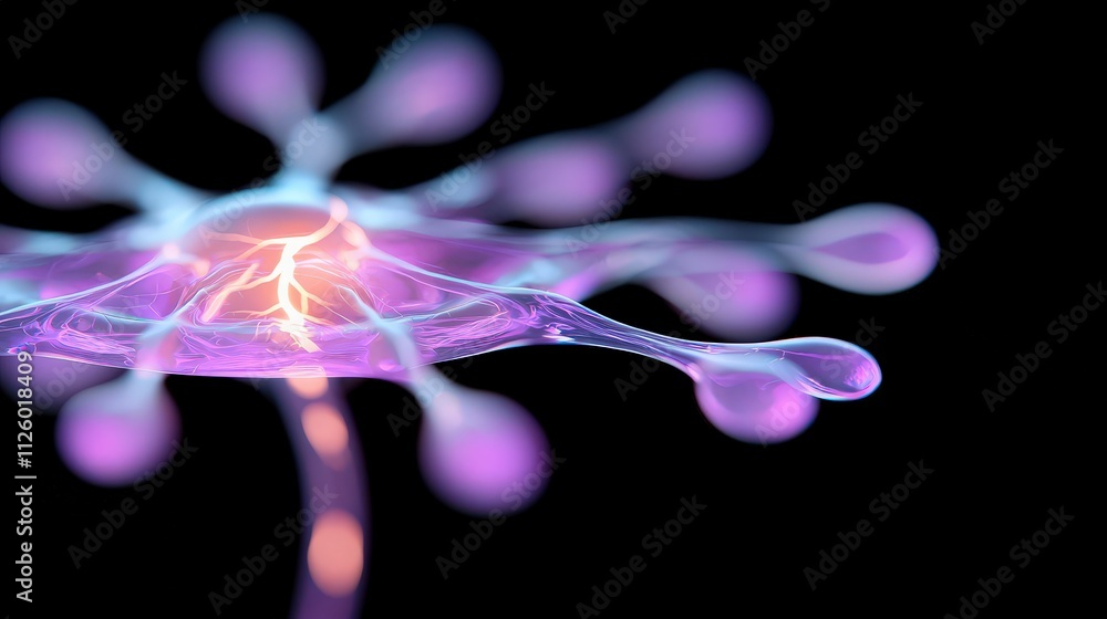 Poster abstract neuron cell microscopic view neural network brain synapse science medical b