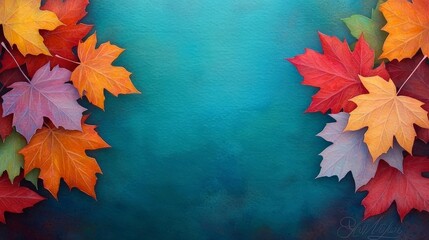 Autumn Leaves Watercolor Illustration  Fall Foliage  Thanksgiving  Nature  Background