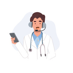 Fototapeta premium Online Medical Advice and Telemedicine Platform with Male Physician for Digital Healthcare
