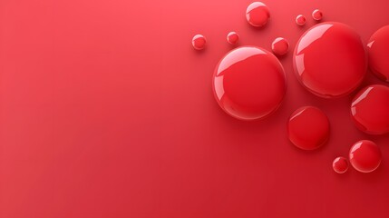 Red glossy spheres on red background, minimal concept.