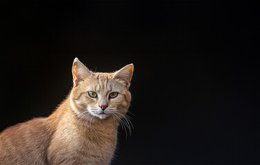 Obraz premium Cat in shadow with aesthetic hard flash lighting