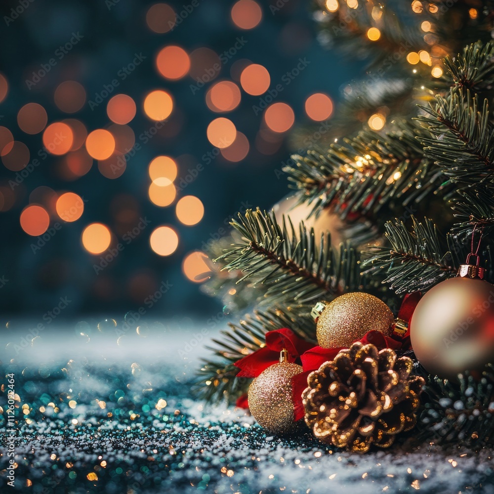 Poster close-up view of a christmas tree background