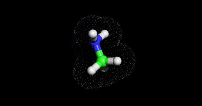 METHYLAMINE, 3D molecule spinning, 4K