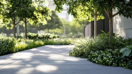 Fototapeta premium Serene Botanical Sanctuary: A Lush, Peaceful Walkway in the City
