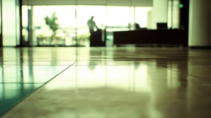 Fototapeta premium Serene Office Atmosphere: A Tranquil Reflection on Productivity