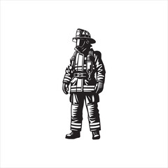 Fototapeta premium Brave Firefighter ClipArt Design - Vector Fireman Illustration