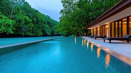 Obraz premium A spa retreat in a crocodile lurking in a swamp. High Quality