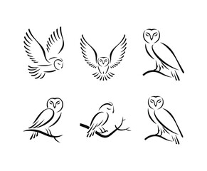 Flying Owl Silhouettes Template