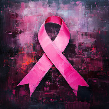 Pink Breast Cancer Awareness Ribbon. Flying pink ribbons on background. Breast cancer awareness and October Pink day, world cancer day. 