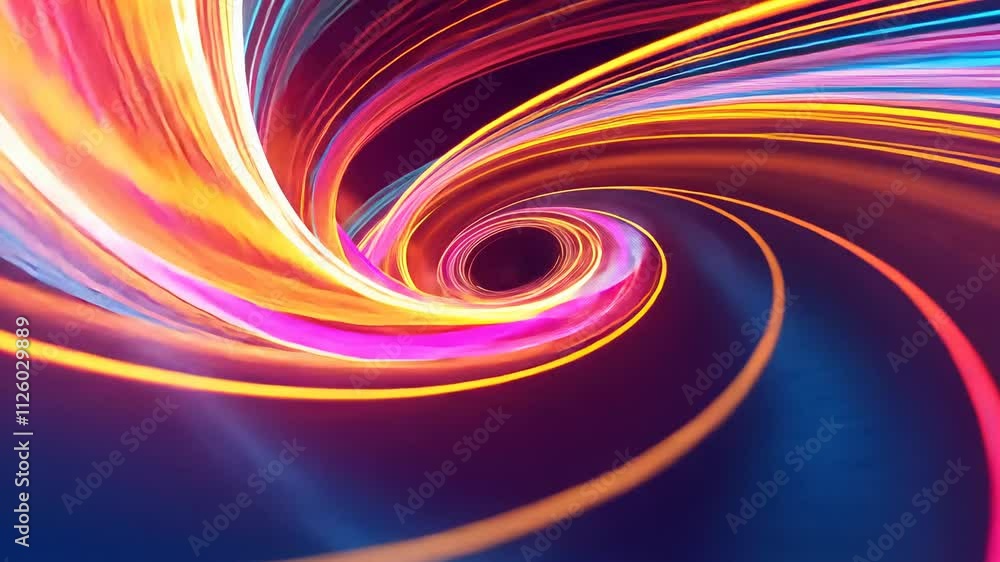 Poster colorful abstract light vortex with motion effect, digital art concept