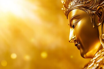 Obraz premium Golden statue of serenity in sunlight