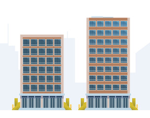 Skyscraper or High-Rise City Building illustration. Vector element modern city illustration. Flat design skyline.