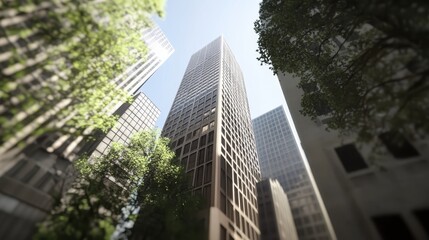 Obraz premium Towering Skyscrapers Surrounded by Lush Greenery