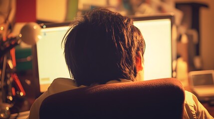 Person working at desk with poor posture, emphasizing the importance of ergonomic practices for maintaining health and productivity in the workplace.