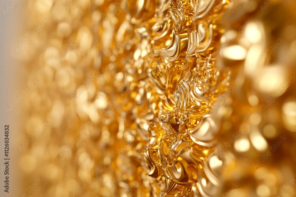 Poster abstract close-up of shiny golden texture with blurred depth