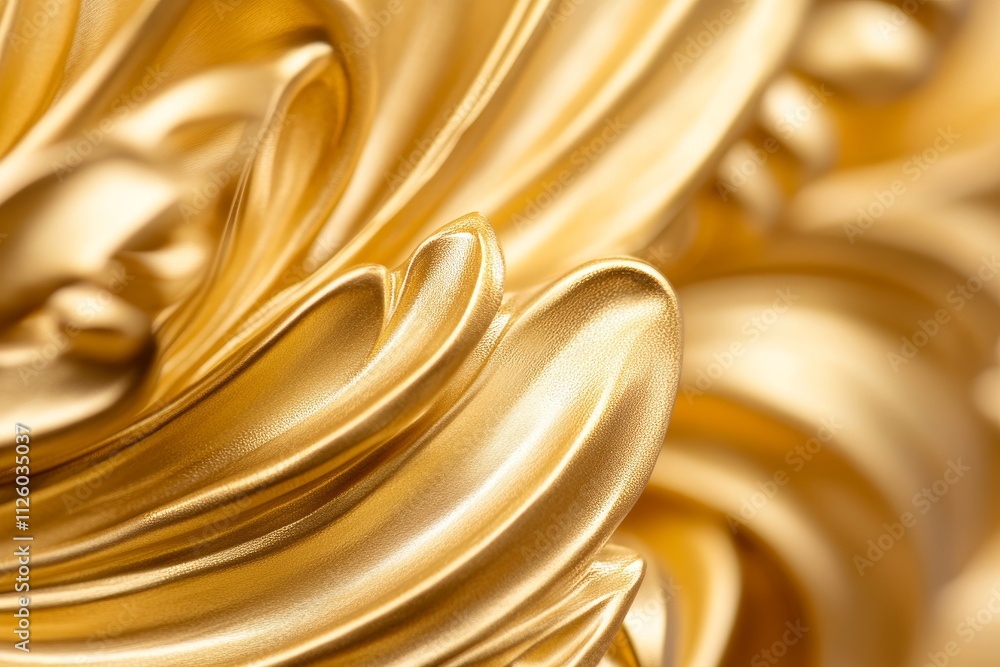 Aufkleber luxurious golden metallic abstract design with detailed texture and flowing patterns