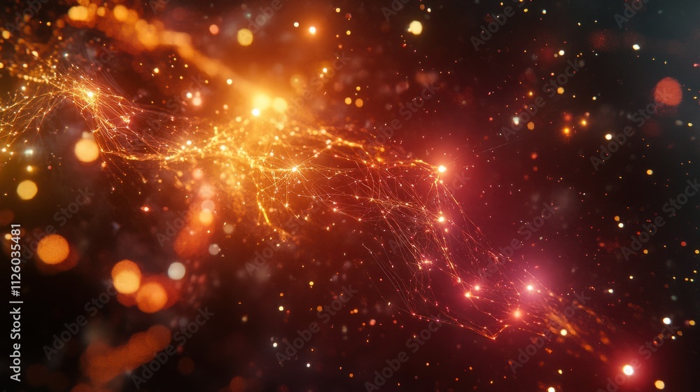 Poster a futuristic concept of neural networks with dynamic connections lighting up in a dark 3d space