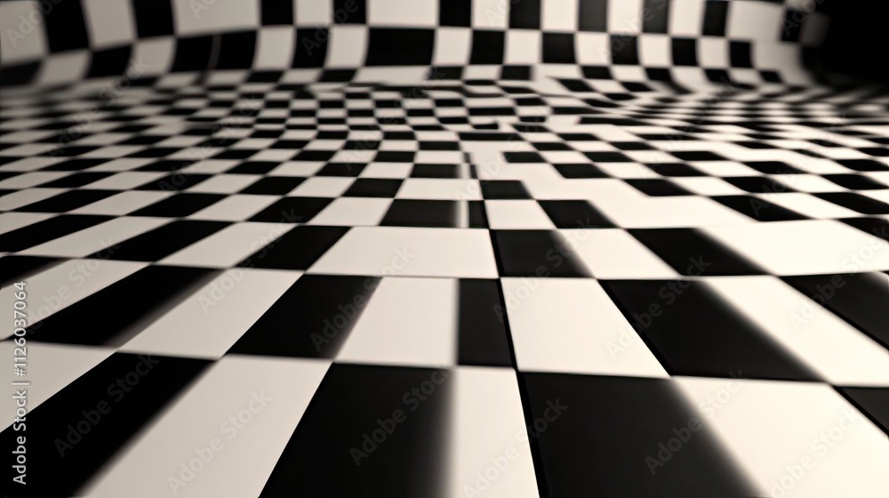 Poster abstract warped checkered pattern background.