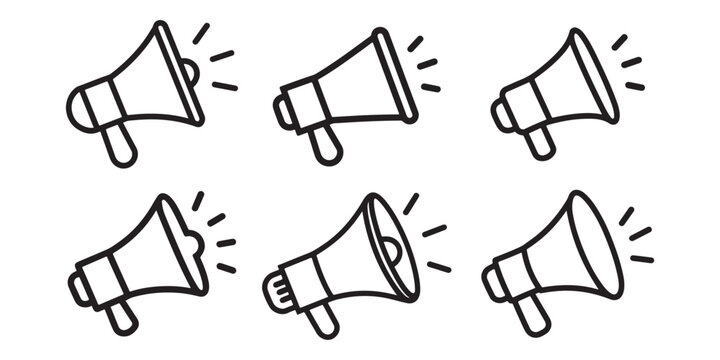 Megaphone outline icon set vector on white background 