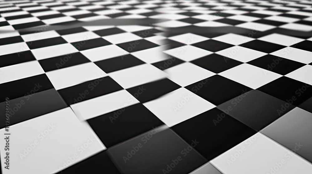 Poster abstract checkered floor with reflection.
