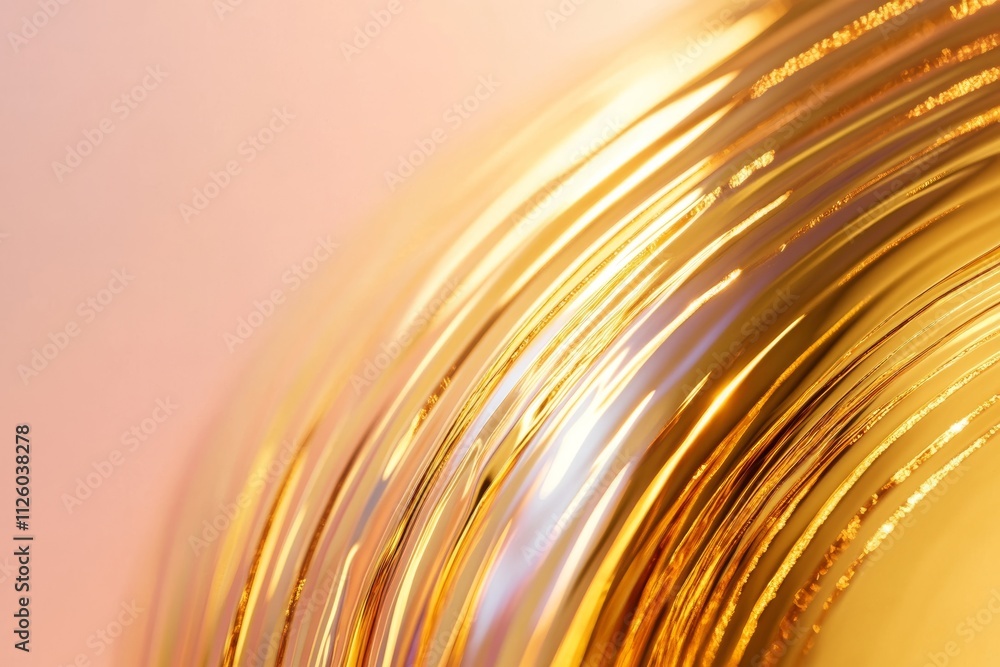Poster abstract golden waves with soft light reflection and texture