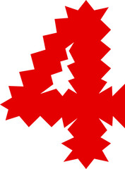 4 Number Four Zigzag Wavy Font Distorted