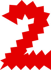 2 Number Two Zigzag Wavy Font Distorted