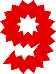 9 Number Nine Zigzag Wavy Font Distorted