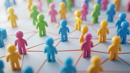 3D cartoon style illustration showing the concept of social network